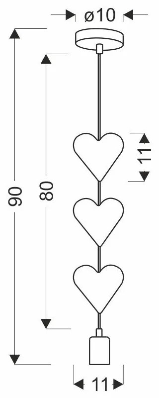 Детска лампа в бяло и розово с метален абажур Hearts - Candellux Lighting