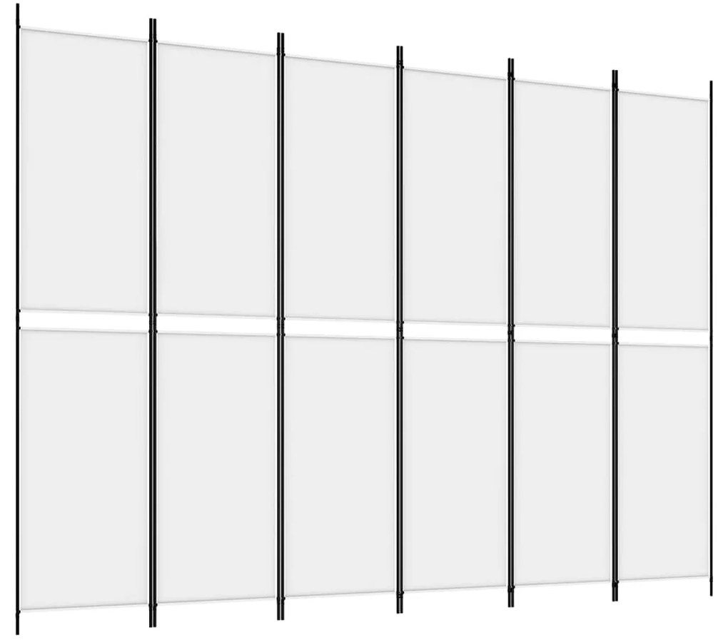 350254 vidaXL Параван за стая, 6 панела, бял, 300x220 см, текстил