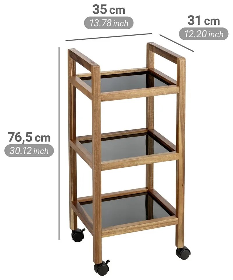 Рафт за баня от масивна акация в черен и естествен цвят 35x76,5 cm Fondi – Wenko