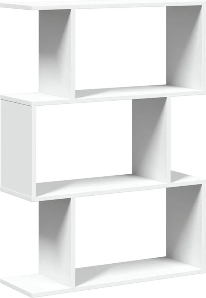 858111 vidaXL Преграда за стая, библиотека с 3 нива, бяла, 70x24x97 см, инженерно дърво