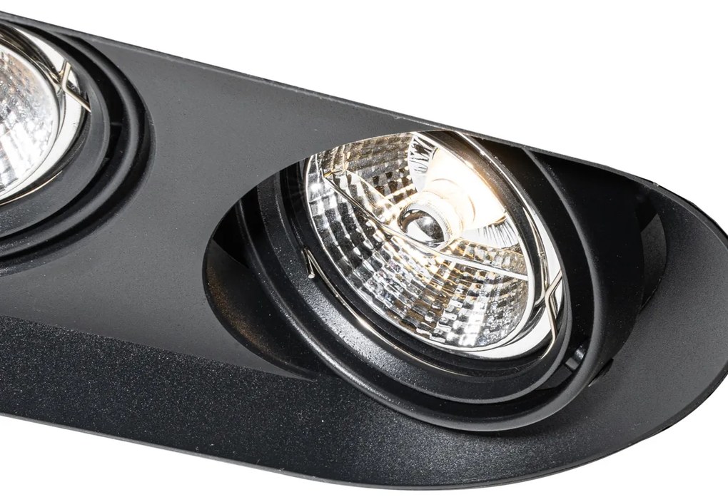 Комплект от 6 заоблени вградени спота черни GU10 70mm 2-Light - Hubs
