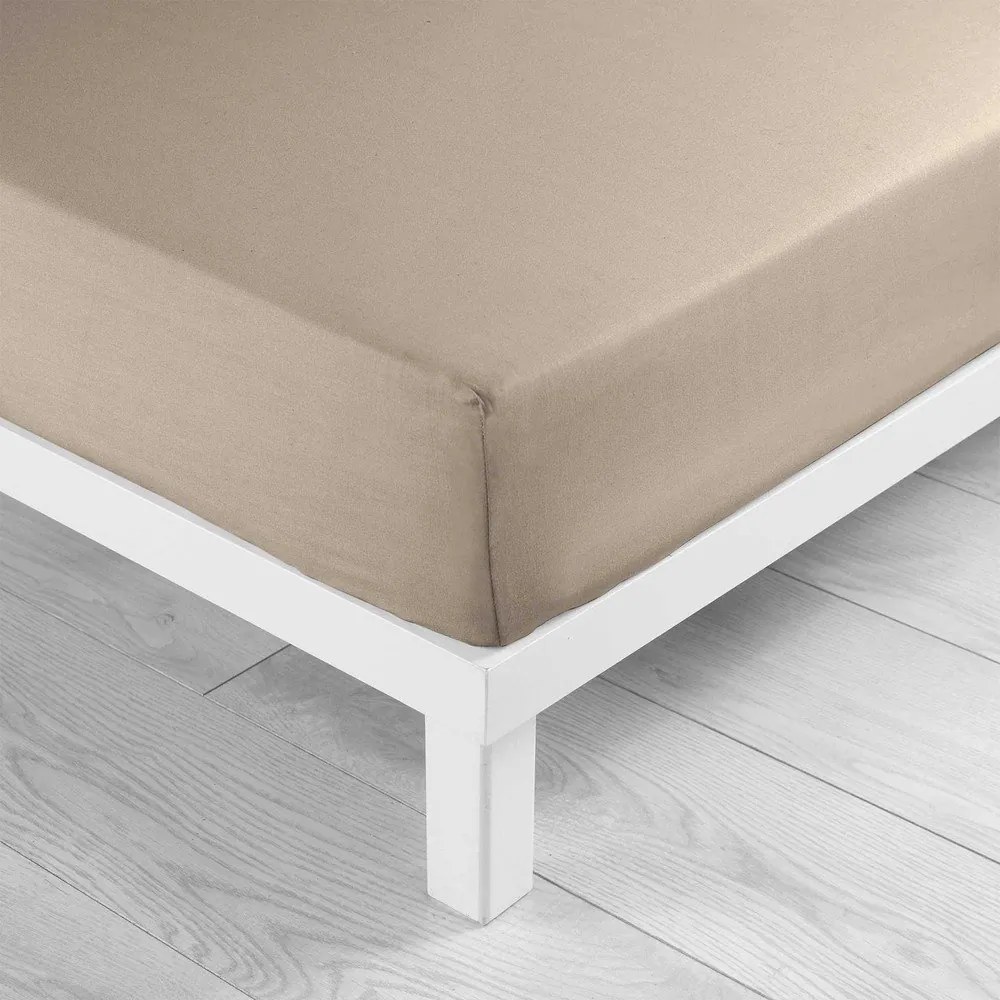 Светлокафяв еластичен памучен чаршаф 180x200 cm Lina – douceur d'intérieur