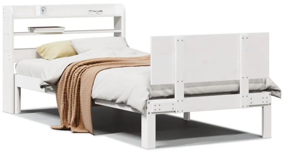 3306822 vidaXL Рамка за легло с табла без матрак, бяла, 90x200 см