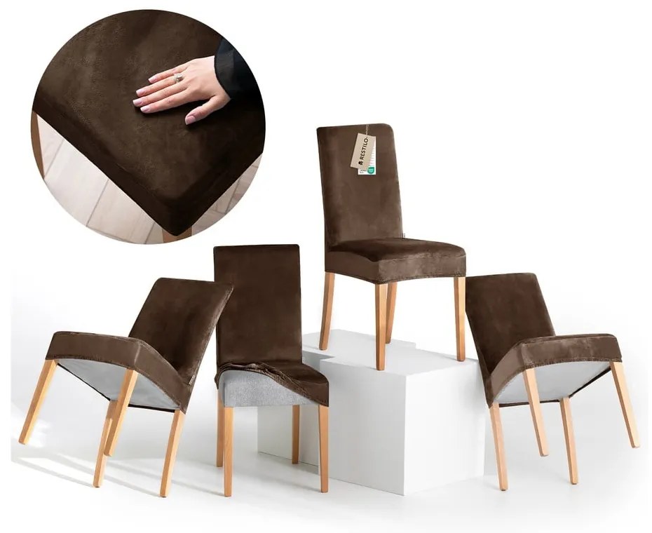 Кафяви ластични покривала за стол в комплект от 4 бр. 48 cm Sento – Restilo