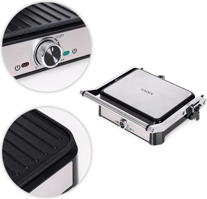 Електрическа контактна скара с незалепващи плочи - 2000 W