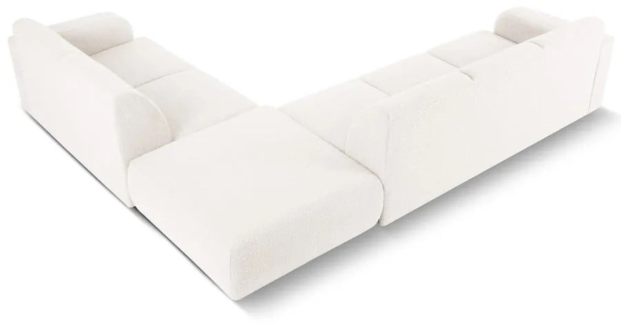 Бял ъглов диван от плат букле (десен ъгъл) Molino - Micadoni Home
