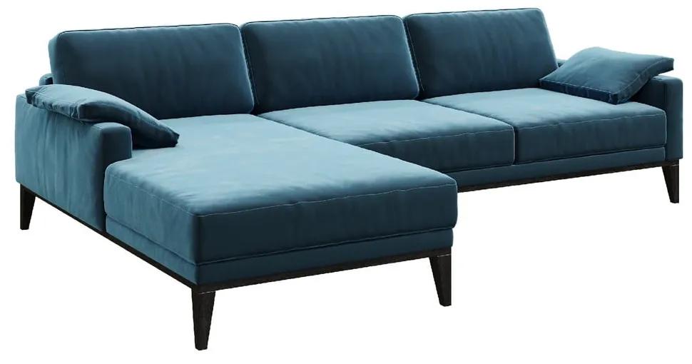 Ъглов диван от синьо кадифе , ляв ъгъл Musso - MESONICA
