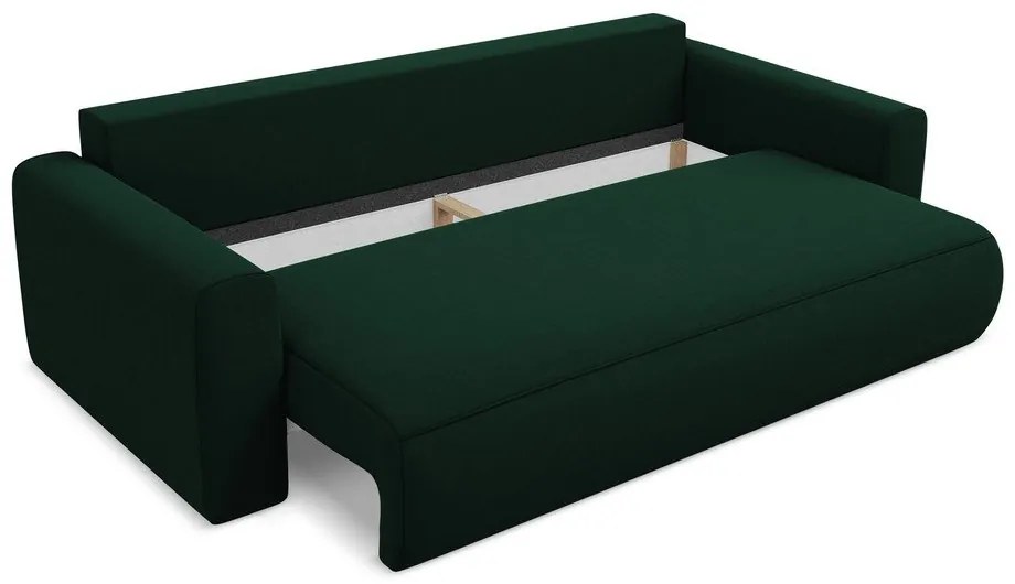 Зелен кадифен разтегателен диван с място за съхранение 238 cm Kapua – Makamii