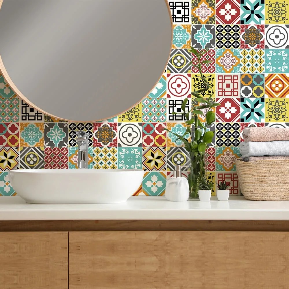 Комплект от 24 стикера за стена Montecito, 15 x 15 cm - Ambiance