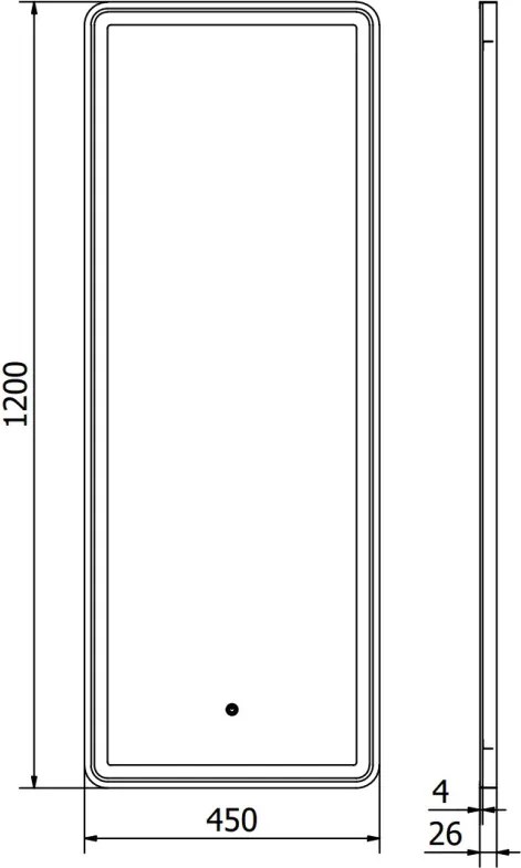 Mexen Coro осветено огледало за баня 45 x 120 см, LED 6000K, без замъгляване, черна
