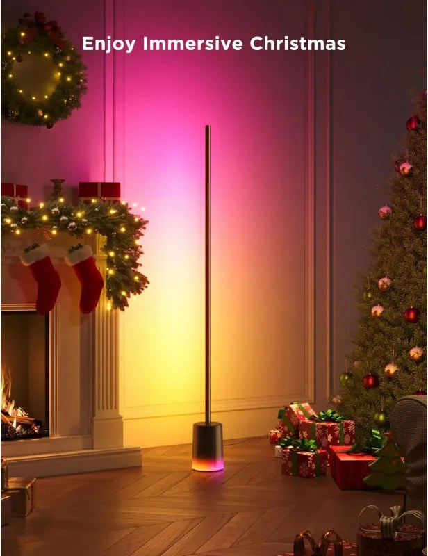 Подова Smart LED лампа Govee Floor Lamp 2 RGBICWW H607C, 152 см, 30W, 1725 lm, 6500K, Wi-Fi, Bluetooth, Govee Home, Черен