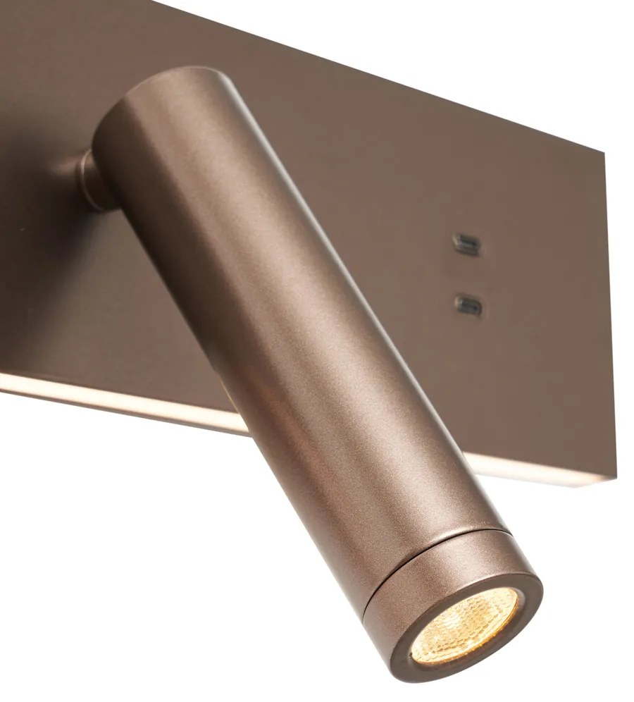 Стенна лампа бронз регулируема с USB-C вкл. LED - Modric