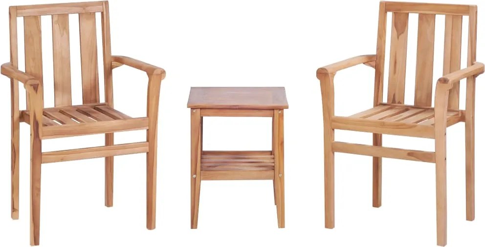 44736 vidaXL Бистро комплект от 3 части, тик масив