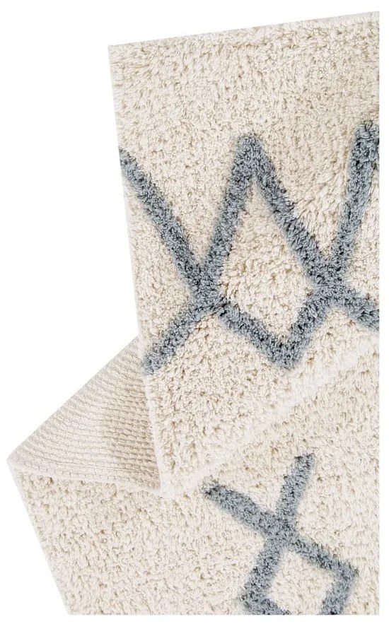 Син и кремав ръчно изработен памучен килим подходящ за пране 120x160 cm Atlas Natural – Lorena Canals