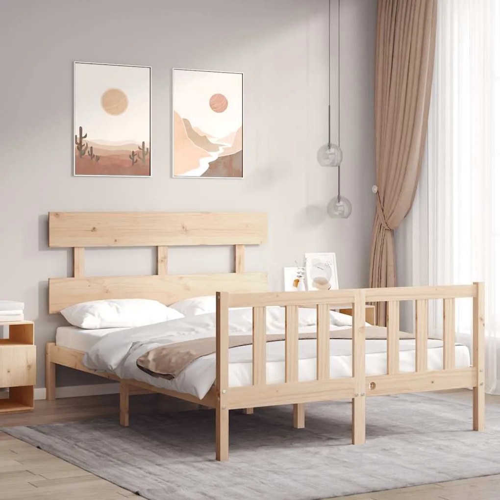 3193241 vidaXL Рамка за легло с табла Small Double масивна дървесина