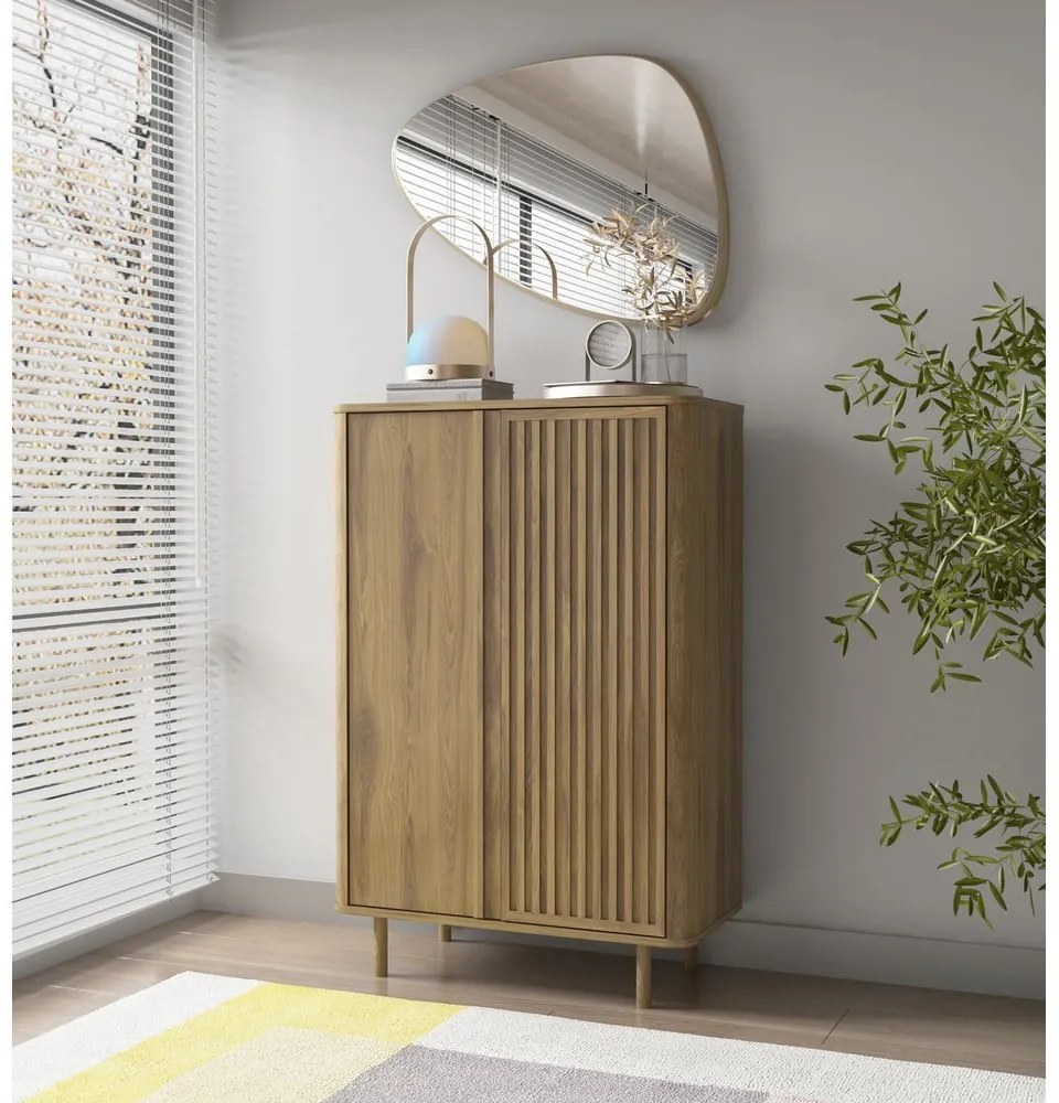 Шкафче от дъбов декор в естествен цвят 86x130x40 cm Salma – Marckeric