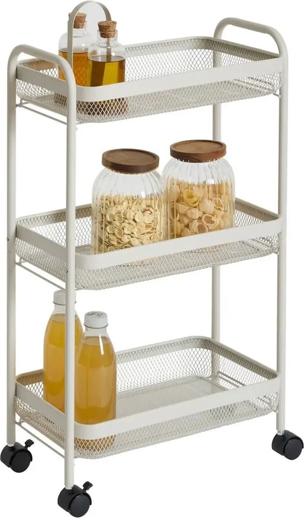 Кухненска количка 5five Mayaj, Метал, Правоъгълна - Слонова кост