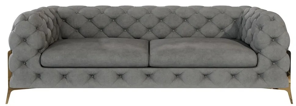 Сив кадифен диван 225 cm Chelsea Bis – Ropez