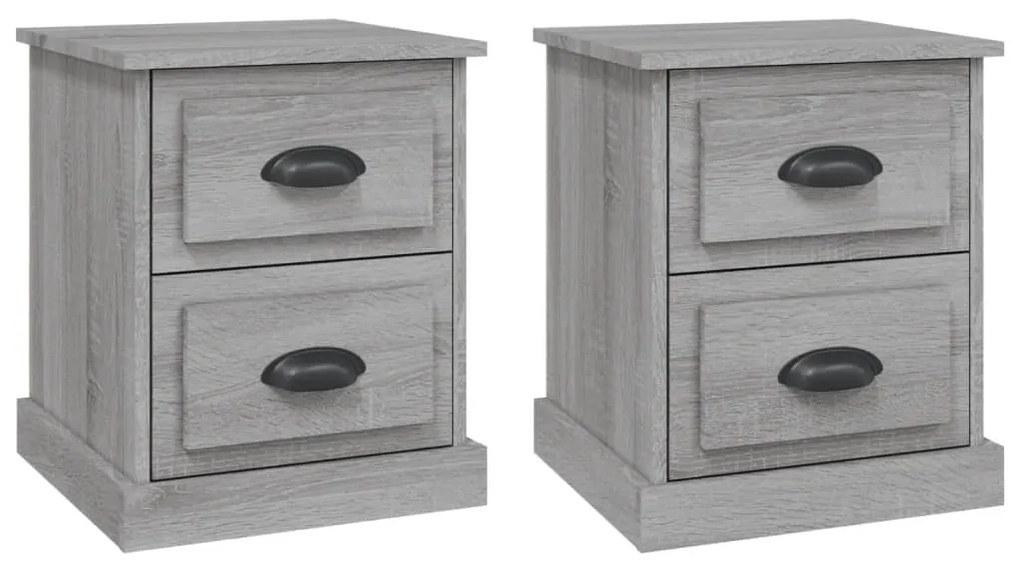 816157 vidaXL Нощни шкафчета, 2 бр, сив сонома, 39x39x47,5см, инженерно дърво