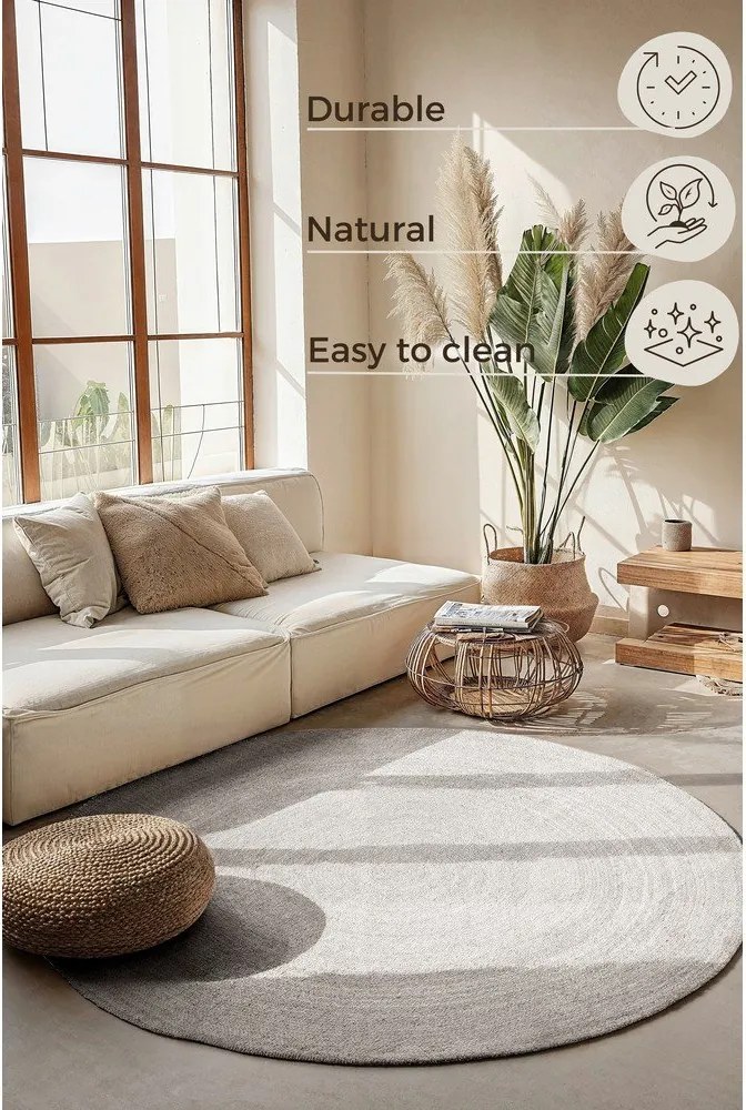 Бял двустранен/ръчно изработен ютен кръгъл килим ø 140 cm Braided – Hanse Home