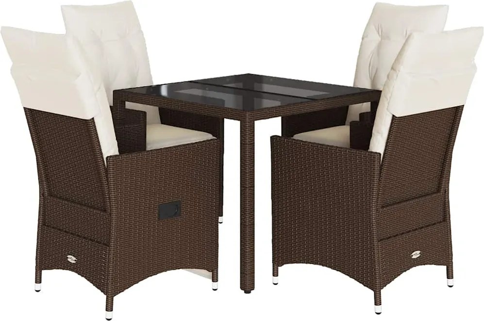 3276769 vidaXL Градински комплект с възглавници 5 части кафяв полиратан