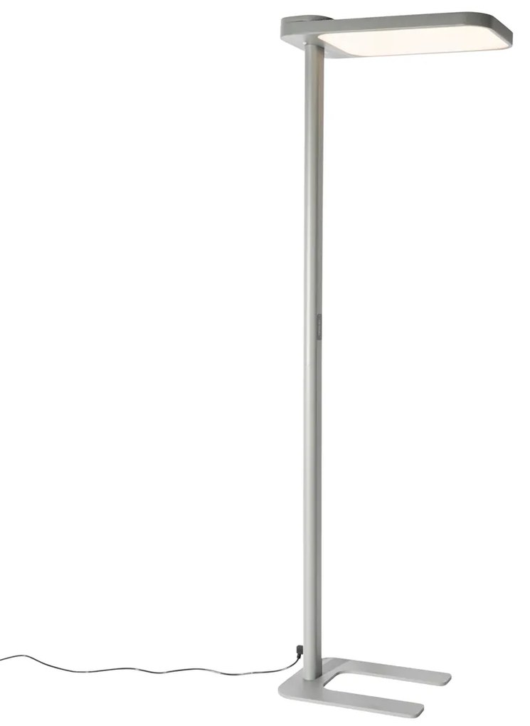 Дневна подова лампа сива квадратна с LED и димер - Guzo