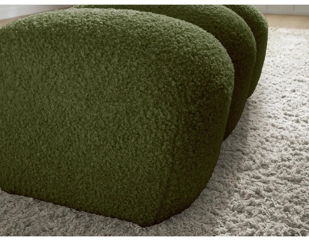 Зелена табуретка от прежда с примки от букле Hippolyte – Bobochic Paris