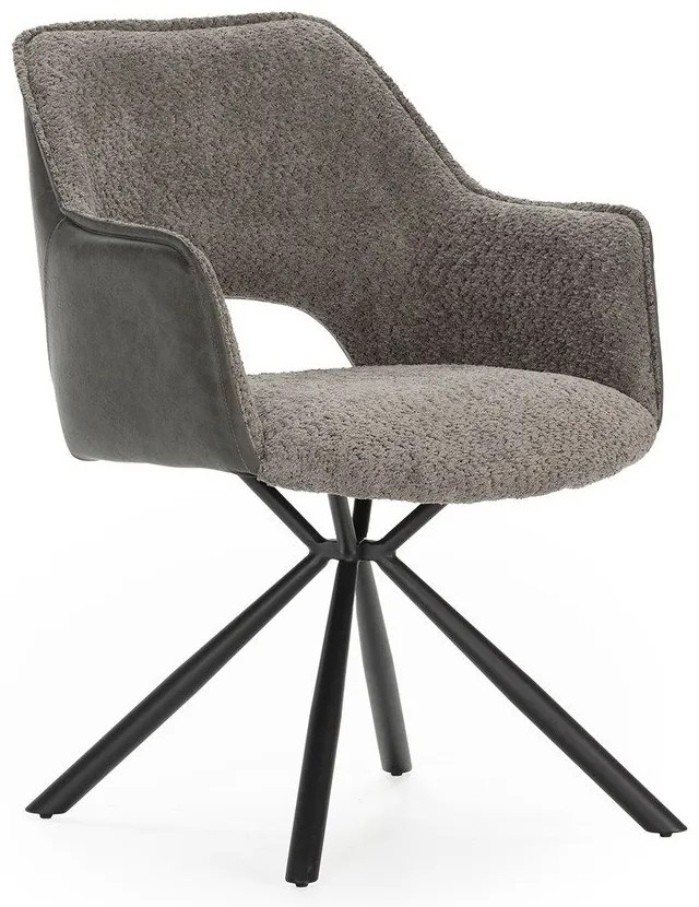 Сиви тапицирани трапезни столове в комплект с подлакътници 2 бр. Mariel – Marckeric