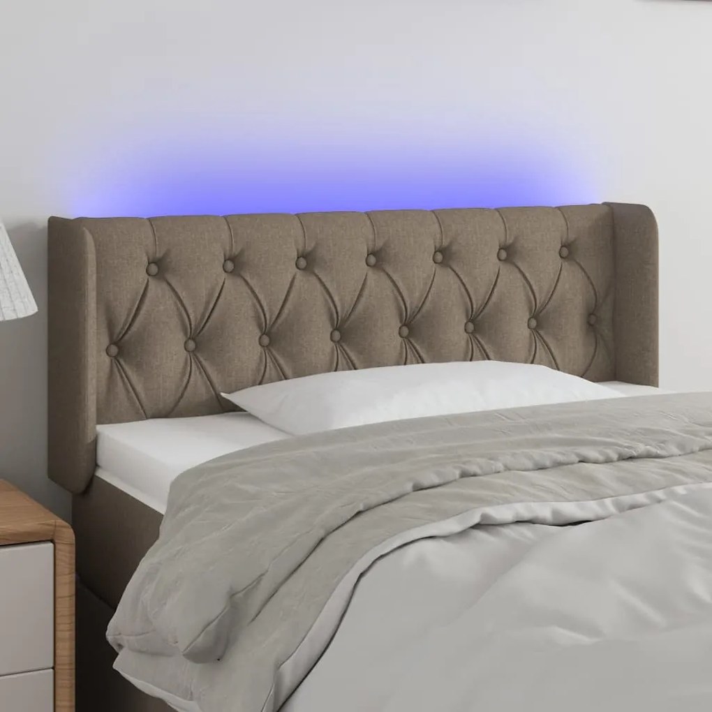 3123558 vidaXL LED горна табла за легло, таупе,93x16x78/88 см, плат