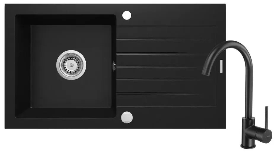Deante ZQZVN113 - Мивка ZORBA 76x44 см с гранитен смесител, черен