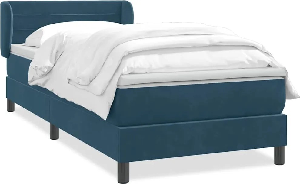 3317593 vidaXL Боксспринг легло с матрак, тъмносиньо, 80x210 cm, кадифе