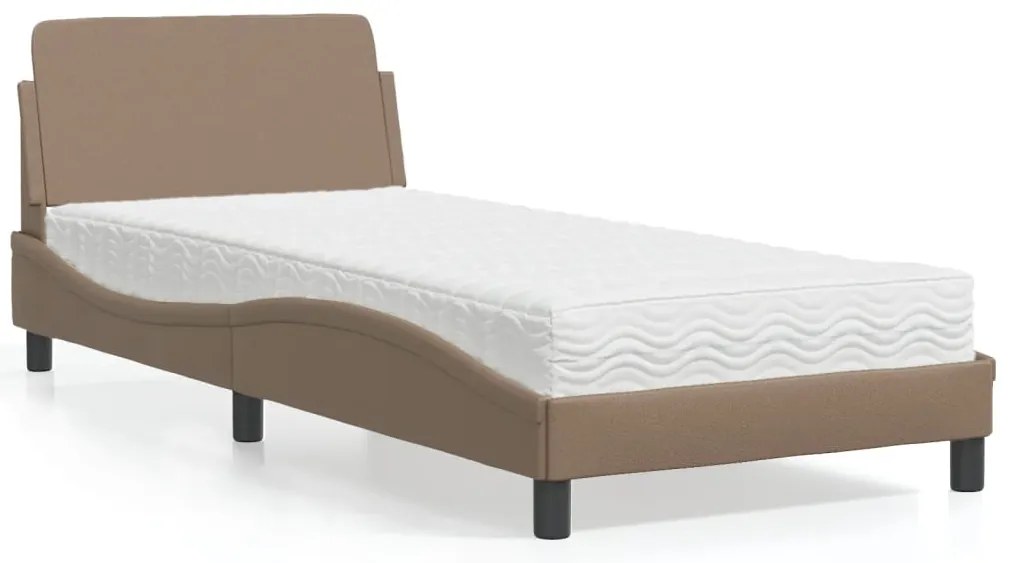 3208341 vidaXL Легло с матрак, капучино, 90x200 см, изкуствена кожа