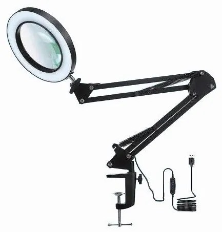 LED димируема настолна лампа с лупа LED/22W/5V черна