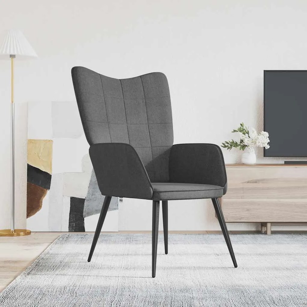 327942 vidaXL Релаксиращ стол, тъмносив, плат