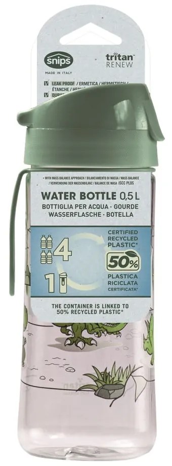 Зелена тританова детска бутилка 500 ml Dinosaur – Snips
