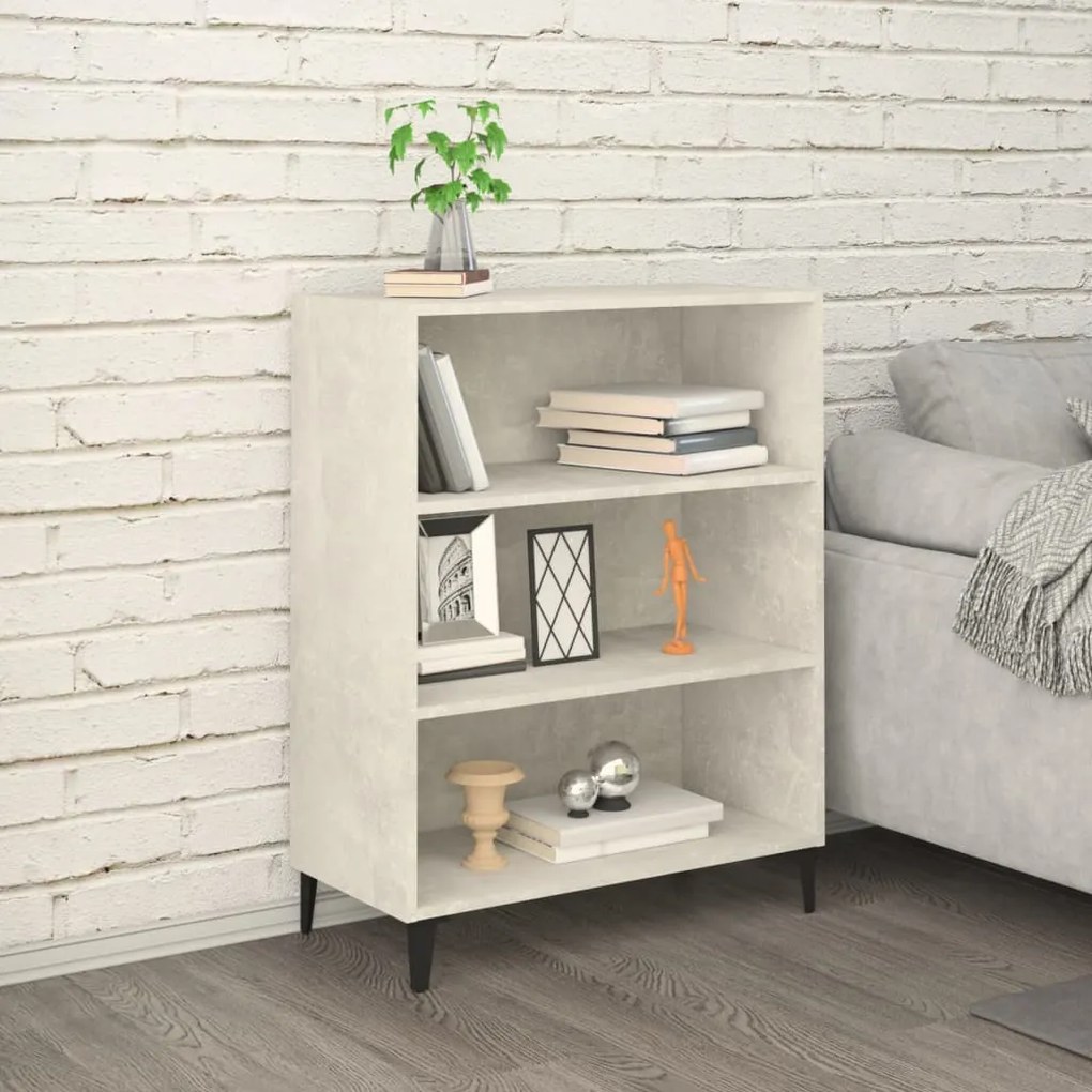 812253 vidaXL Сайдборд, бетонно сив, 69,5x32,5x90 см, инженерно дърво