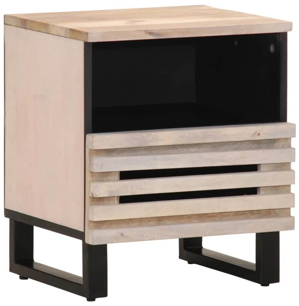 377473 vidaXL Нощни шкафчета, 2 бр, 40x34x46 см, избелено мангово дърво масив