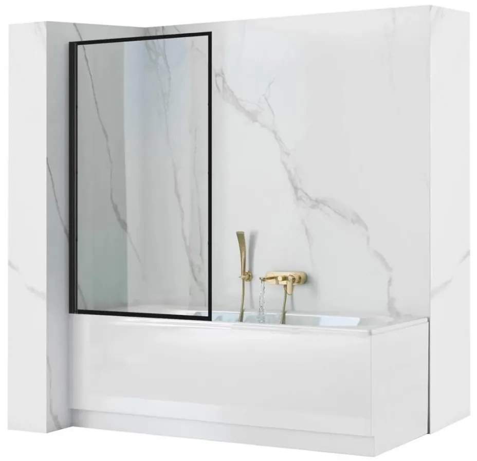 REA-K7390 - Параван за вана LAGOS 140x80 см черен/прозрачен