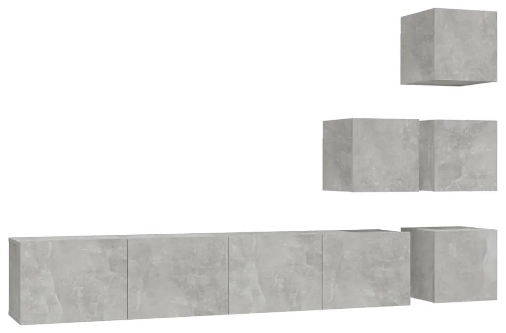 3114577 vidaXL ТВ шкафове за стенен монтаж, Бетонно сиво, инженерно дърво