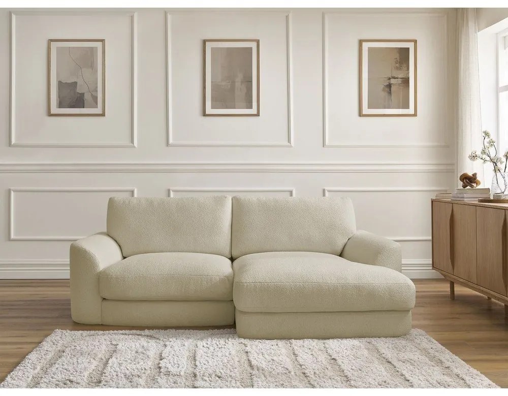 Бежов ъглов диван от прежда с примки от букле (десен ъгъл) Leonore – Bobochic Paris