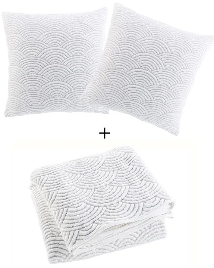 Бяло/бежово комплект шалте и калъфка за възглавница от джърси 220x240 cm Cassandra – douceur d'intérieur