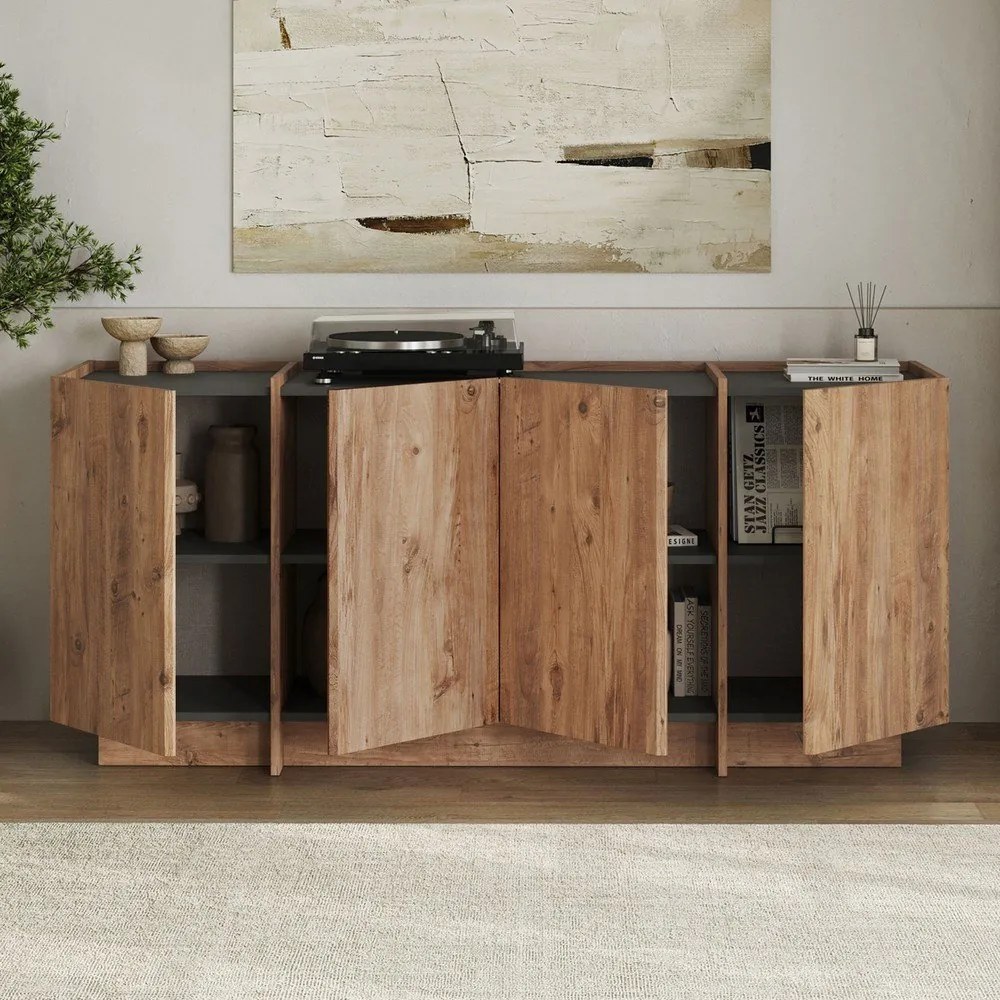 Скрин от декор от бор с отвор за кабели в естествен цвят 180x80x45 cm Dorma – Kalune Design