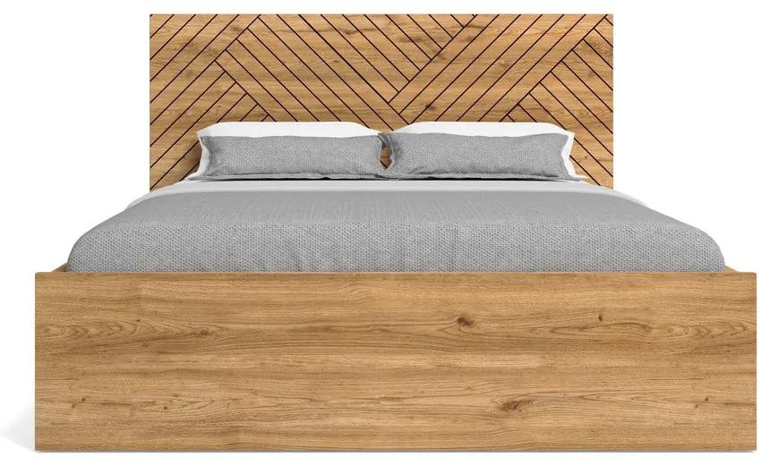 Двойно легло в дъбов декор в естествен цвят 160x200 cm Zebra - Marckeric