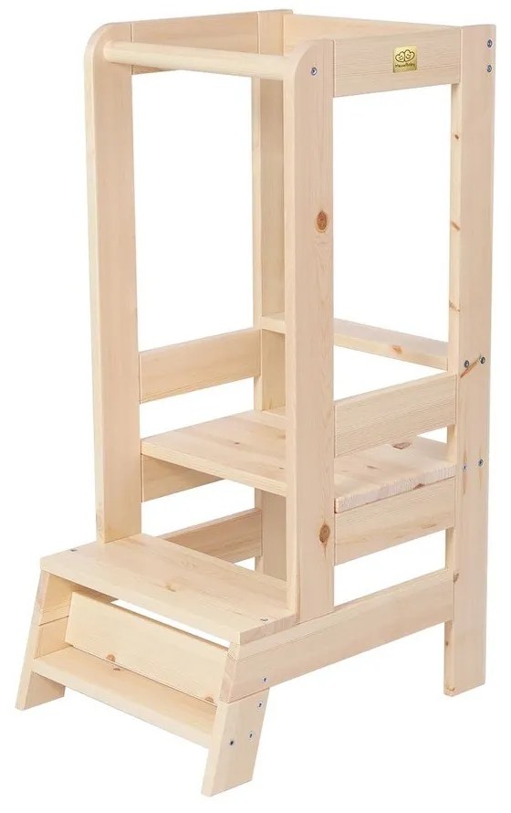 Учебна кула от масивен бор в естествен цвят Montessori – Meowbaby