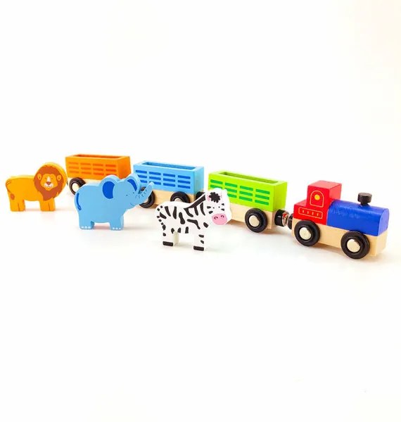 Дървено влакче с животни Train Set Accessory - Viga Toys