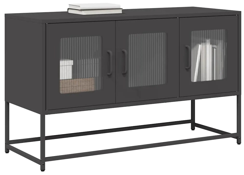 853338 vidaXL ТВ шкаф черен 100,5x39x60,5 cm студено валцувана стомана