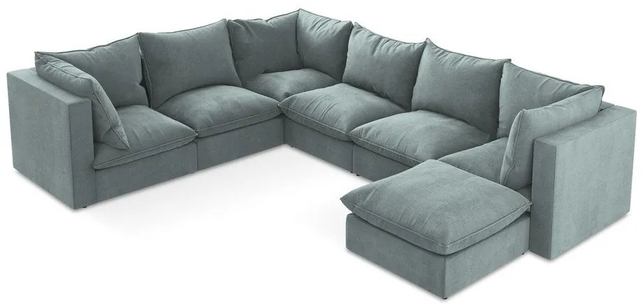 Син ъглов диван (ляв ъгъл/U форма) Manao – Makamii