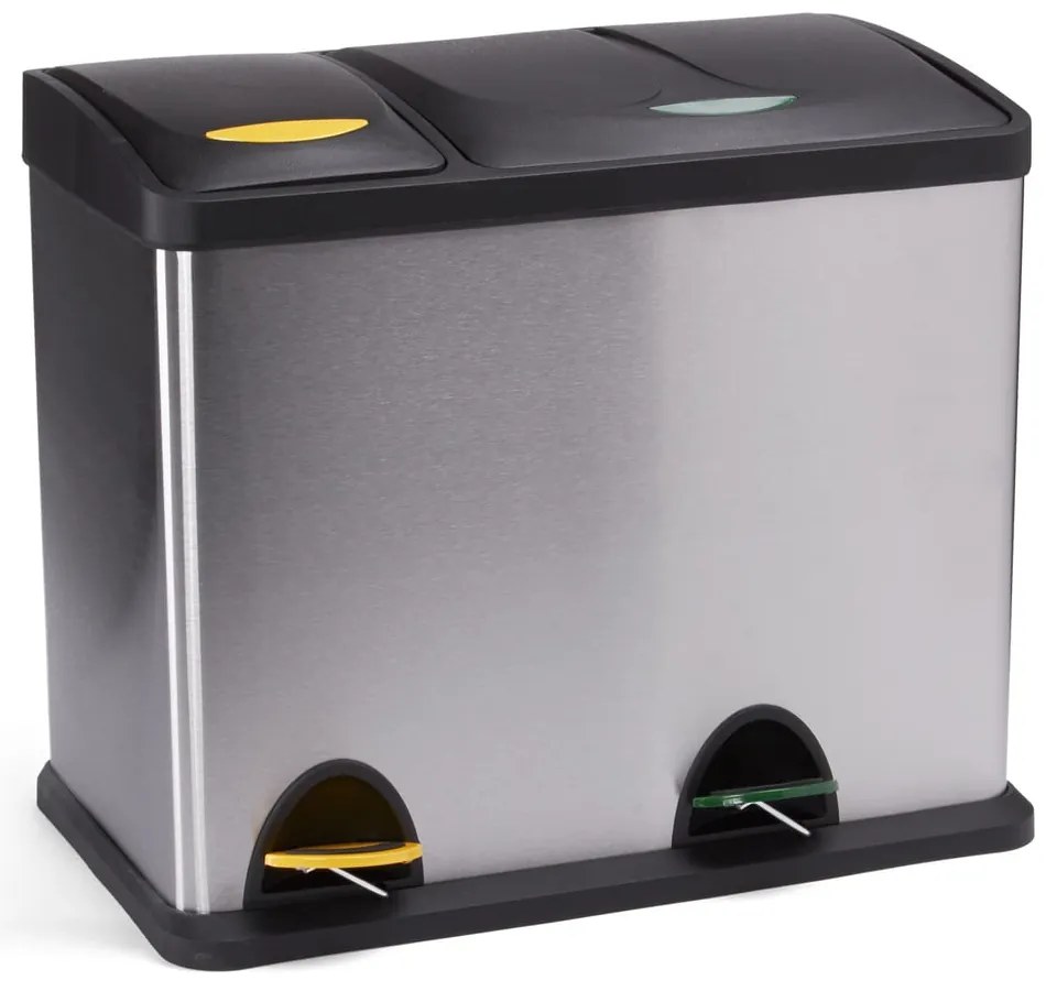 Стоманено кошче за боклук за рециклиране с педал в матово сребрист цвят 18+8 l Tri Selectif – MSV