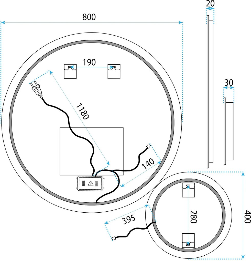 Огледало LED R-8040 80cm + 40cm