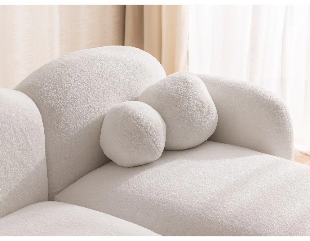 Кремав ъглов диван от прежда с примки от букле (десен ъгъл) Orbit – Ropez